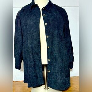 Shein Curve 2X corduroy black button front shirt or jacket. 32”L 29” p/p